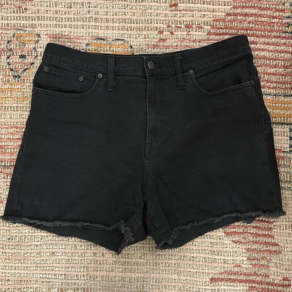 Madewell high waisted black denim shorts